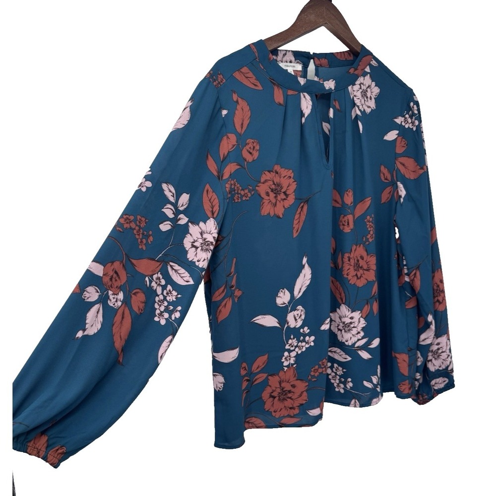 NWT Maurices Fall transition Multicolor Floral blouse lightweight long sleeve
